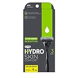 Schick Hydro Skin Comfort Sensitive 3 Blade Razor for Men Handle and 4 Refills, 1 Count