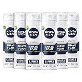 Nivea Men Sensitive Shave Foam with Vitamin E, Soothing Chamomile & Witch Hazel Extracts, 7 Fl Oz, Pack of 6