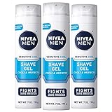 NIVEA MEN Sensitive Cooling Shave Gel with Chamomile and Seaweed Extracts, 3 Pack of 7 Oz Cans